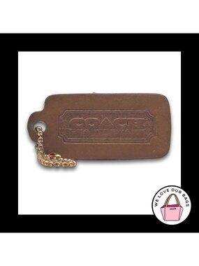 COACH VINTAGE LEATHERWARE One Sided Hang Tag Bag Charm Keychain Fob Putty Brown